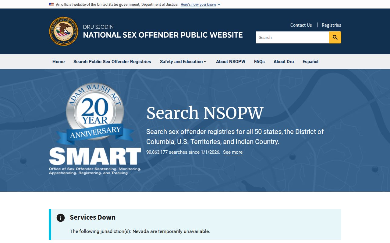 National search layer for Luzerne County sex offender registry checks
